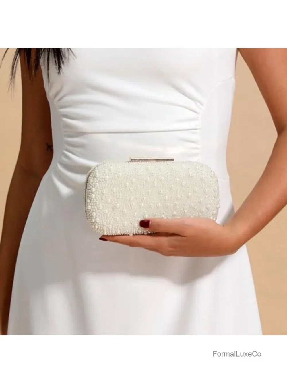 Beaded Clutch Purse with Chain Straps, Evening Bag for Weddings